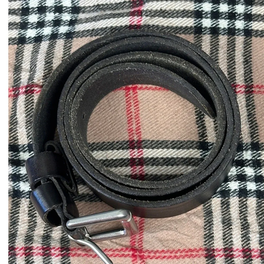 Polo Ralph Lauren Leather Belt Mens Black Good‎ Silver Buckle 1393183